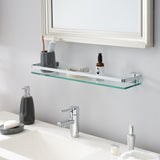 Organize It All Wall Mounted Glass Shelf with Chrome Rail - 23.5x5.5x2