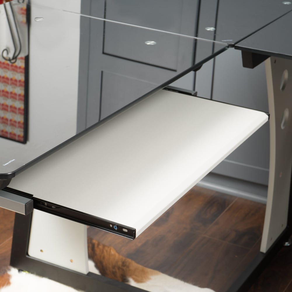 Oria L-Shape Tempered Glass Office Desk by Christopher Knight Home