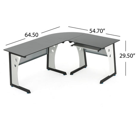 Oria L-Shape Tempered Glass Office Desk by Christopher Knight Home