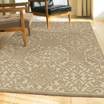 Orian Rugs Boucle Biscay Damask High Low Indoor Outdoor Area Rug