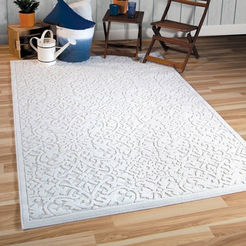 Orian Rugs Boucle Biscay Damask High Low Indoor Outdoor Area Rug