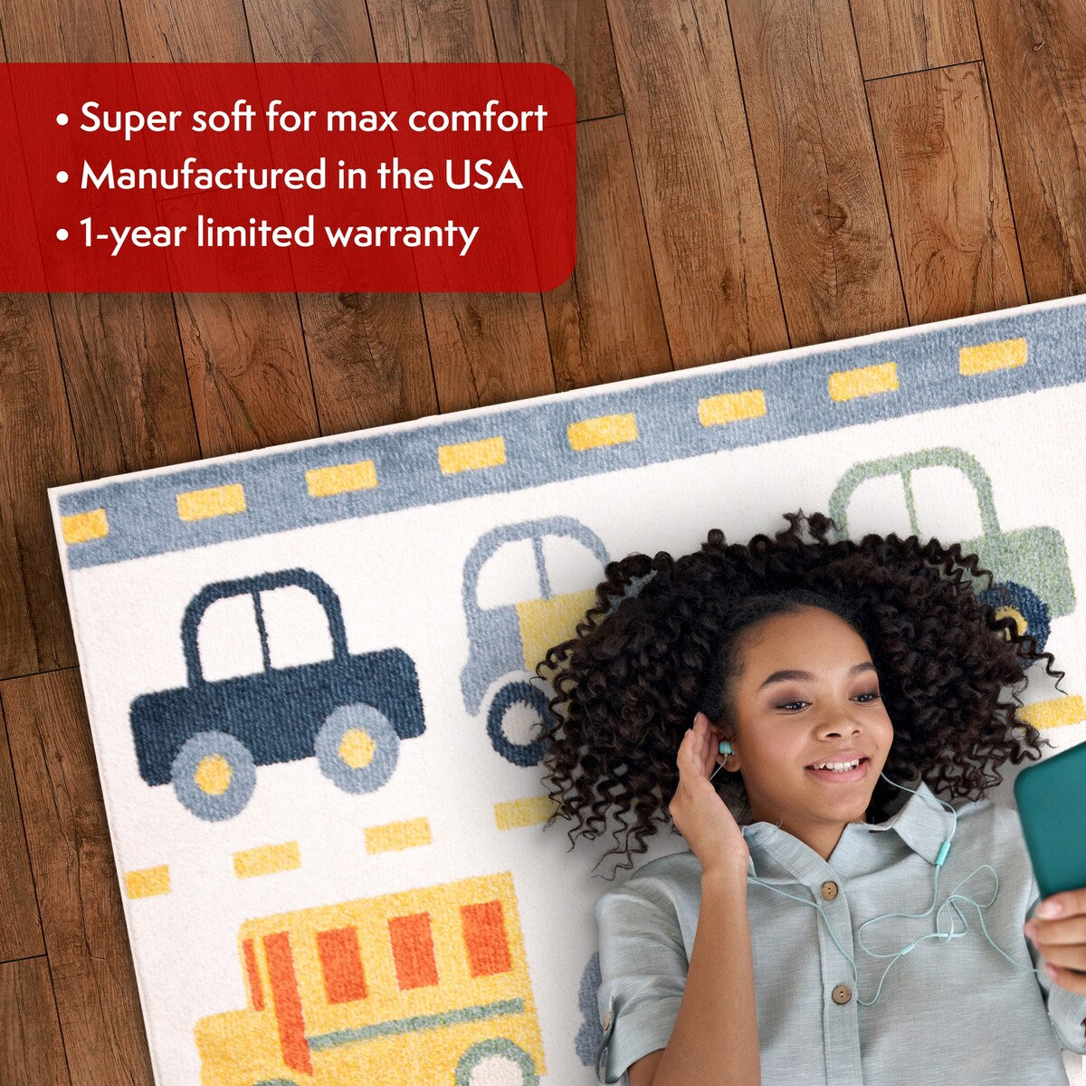 Orian Rugs Playroom Traffic White Stain Resistant Kids Area Rug