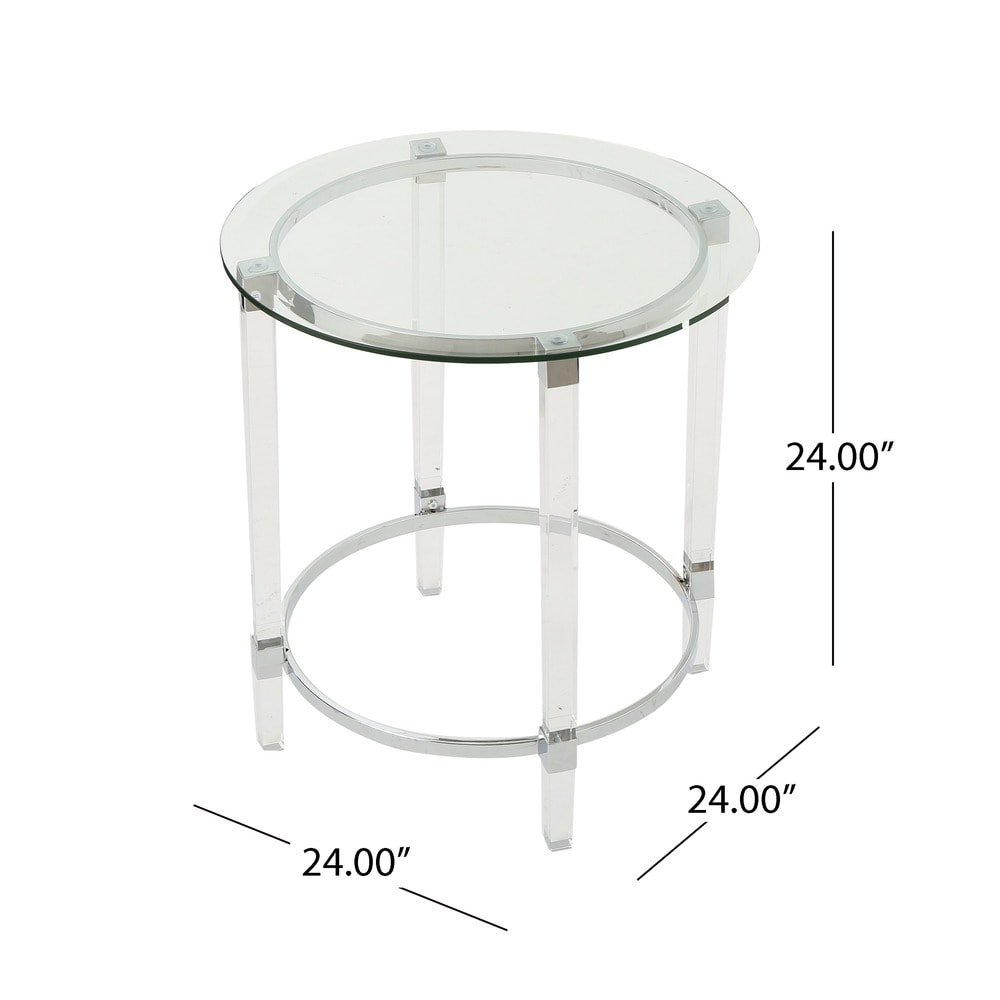 Orianna Round Glass End Table by Christopher Knight Home - 24"L x 24"W x 24"H