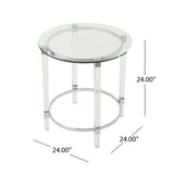 Orianna Round Glass End Table by Christopher Knight Home - 24"L x 24"W x 24"H