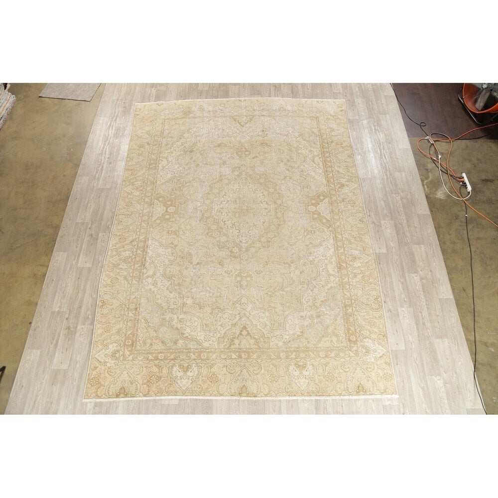 Oriental Hand Knotted Persian Traditional Muted Distressed Area Rug - 12'4" x 9'0"