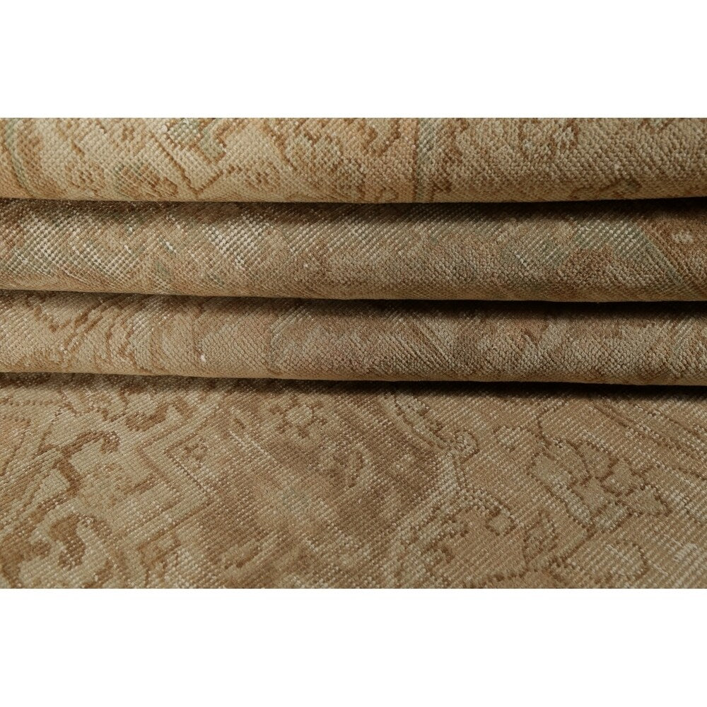 Oriental Hand Knotted Persian Traditional Muted Distressed Area Rug - 12'4" x 9'0"