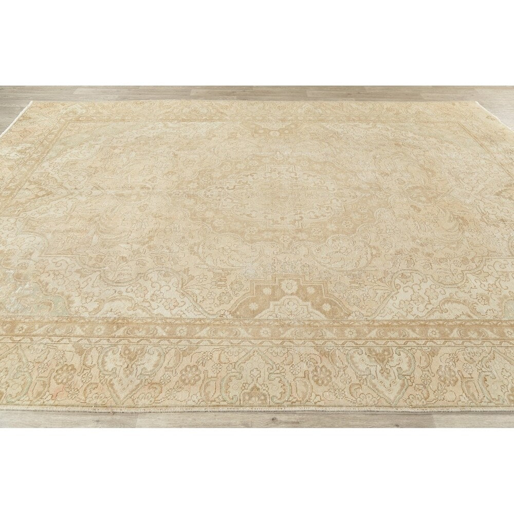 Oriental Hand Knotted Persian Traditional Muted Distressed Area Rug - 12'4" x 9'0"