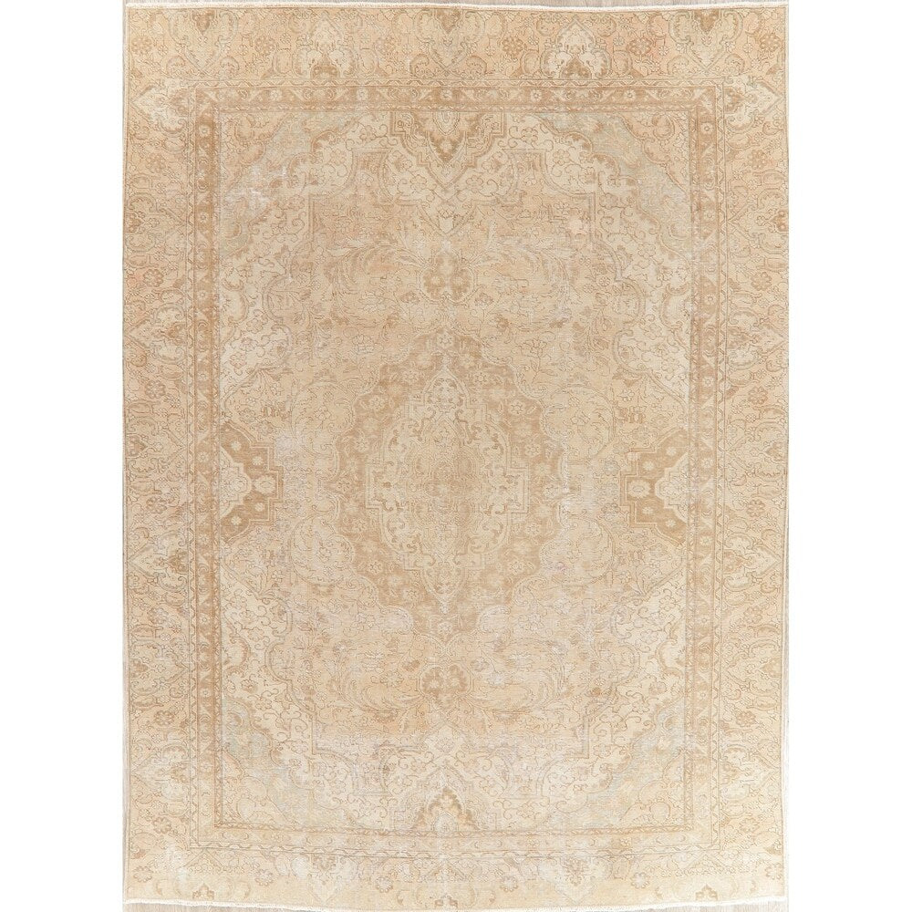 Oriental Hand Knotted Persian Traditional Muted Distressed Area Rug - 12'4" x 9'0"