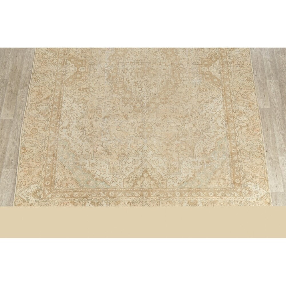 Oriental Hand Knotted Persian Traditional Muted Distressed Area Rug - 12'4" x 9'0"