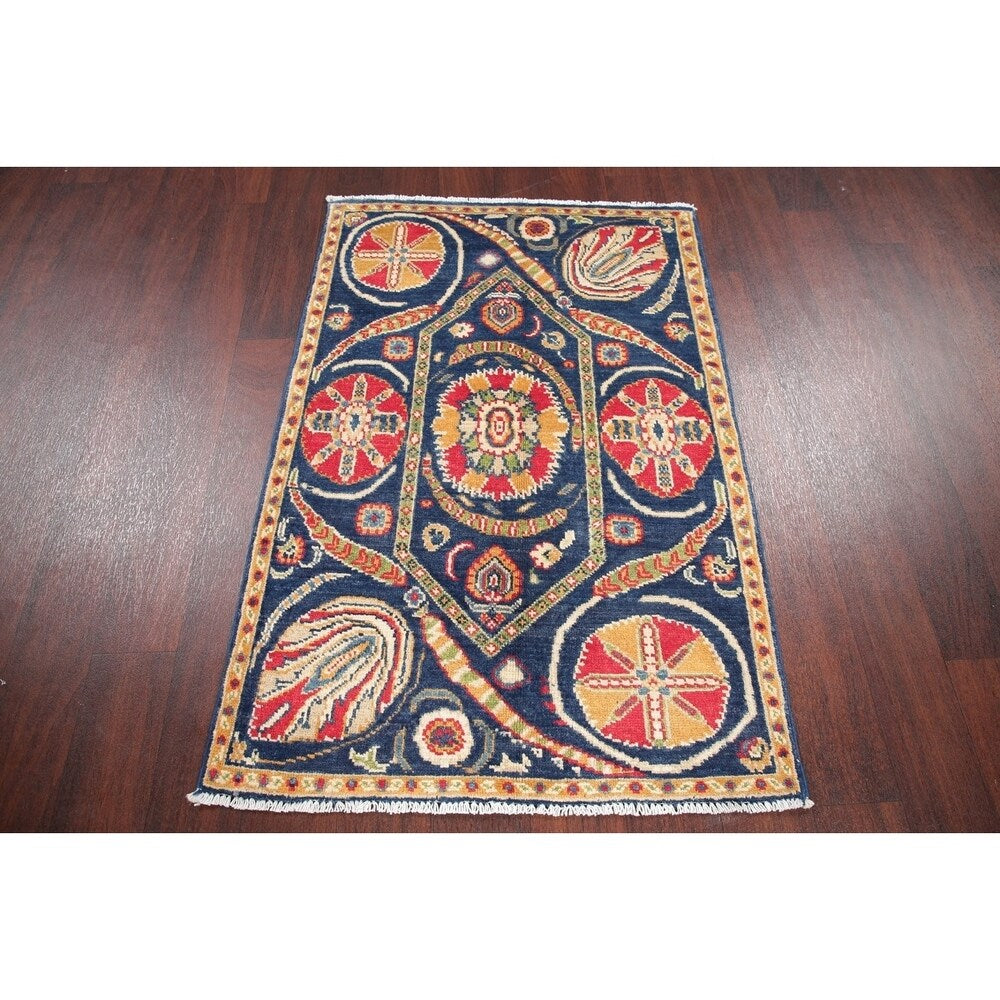 Oriental Kazak-Chechen Hand Knotted Pakistan Wool Area Rug - 3'11" x 2'8"