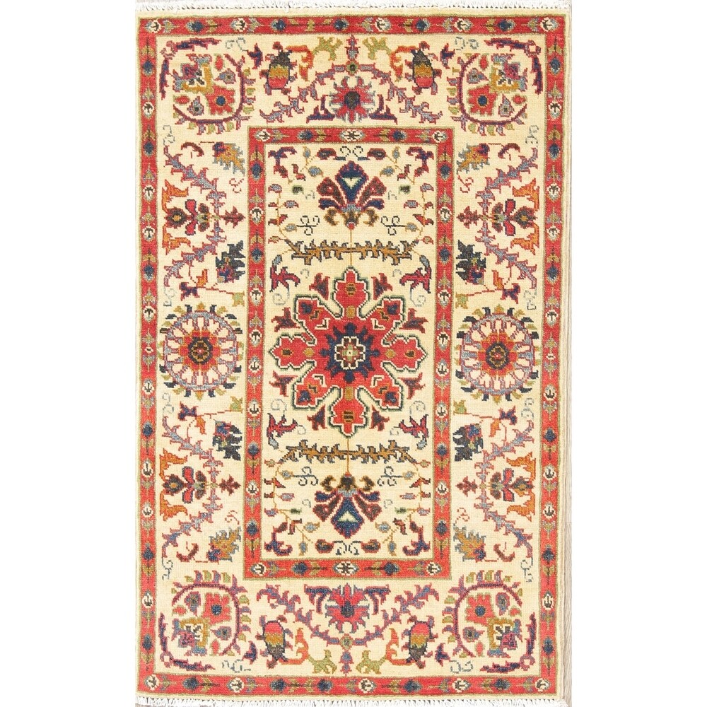 Oriental Kazak-Chechen Hand Knotted Southwestern Pakistan Area Rug - 3'11" x 2'8"