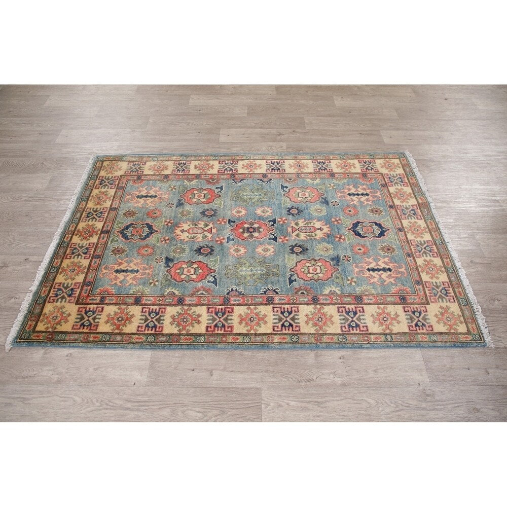 Oriental Kazak Hand Knotted Wool Carpet Traditional Pakistani Area Rug - 5'11" x 3'10"