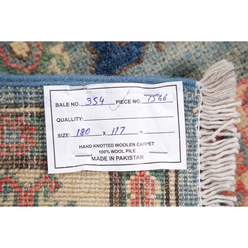 Oriental Kazak Hand Knotted Wool Carpet Traditional Pakistani Area Rug - 5'11" x 3'10"
