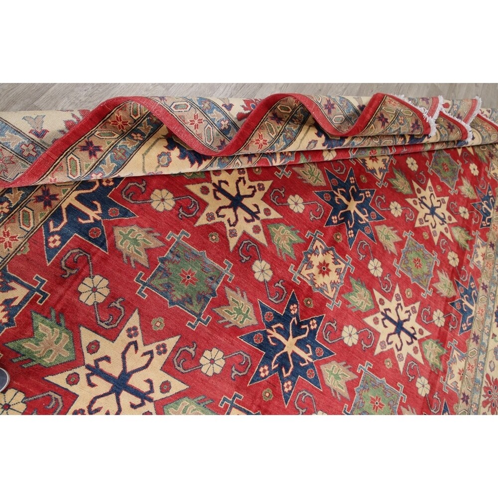 Oriental Kazak Hand-Knotted Wool Traditional Pakistani Area Rug - 13'7" x 9'11"