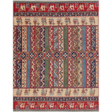 Oriental Kazak Hand-Knotted Wool Traditional Pakistani Area Rug - 6'9" x 5'3"