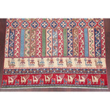 Oriental Kazak Hand-Knotted Wool Traditional Pakistani Area Rug - 6'9" x 5'3"