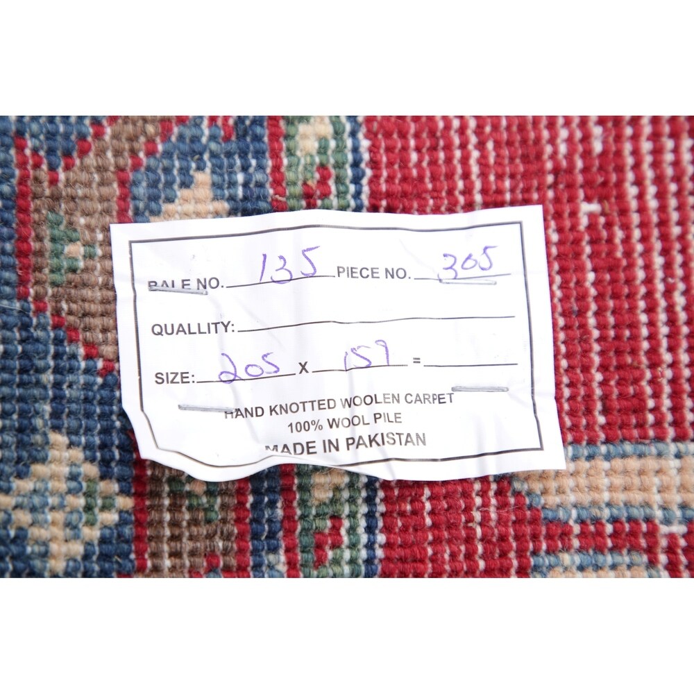 Oriental Kazak Hand-Knotted Wool Traditional Pakistani Area Rug - 6'9" x 5'3"