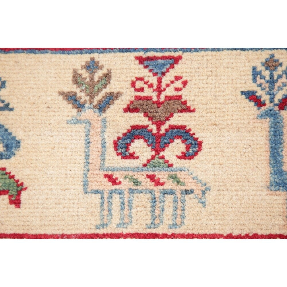 Oriental Kazak Hand-Knotted Wool Traditional Pakistani Area Rug - 6'9" x 5'3"