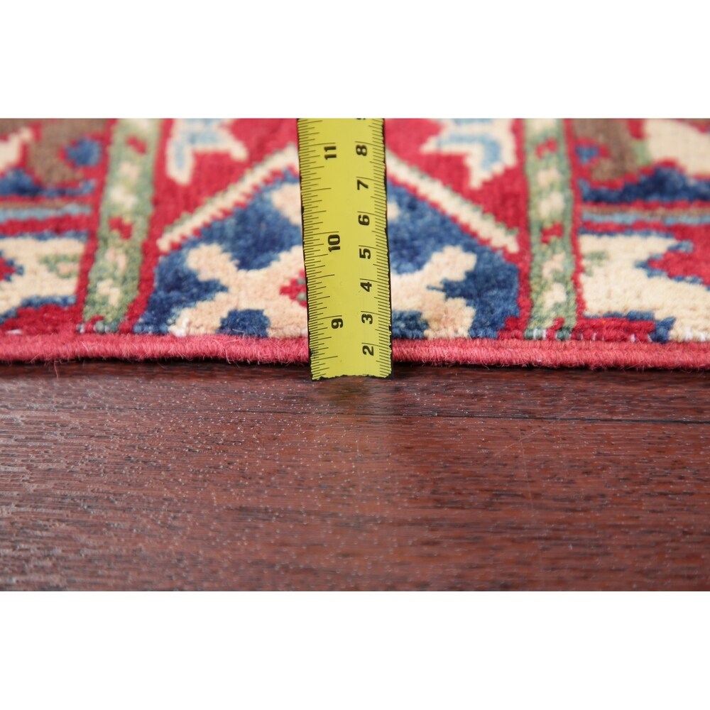 Oriental Kazak Hand-Knotted Wool Traditional Pakistani Area Rug - 6'9" x 5'3"