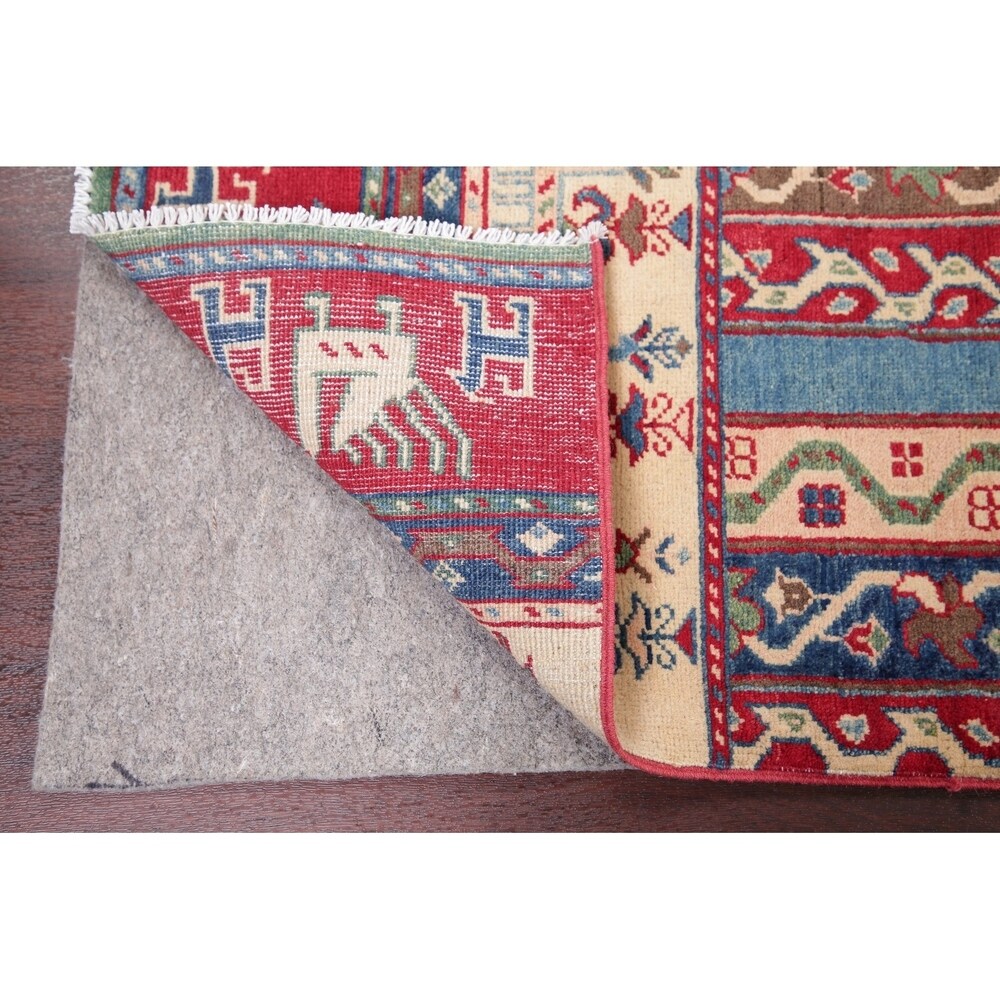 Oriental Kazak Hand-Knotted Wool Traditional Pakistani Area Rug - 6'9" x 5'3"