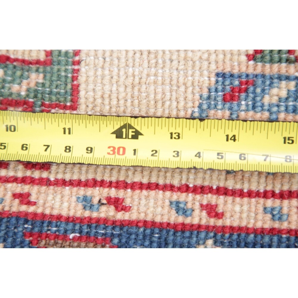 Oriental Kazak Hand-Knotted Wool Traditional Pakistani Area Rug - 6'9" x 5'3"