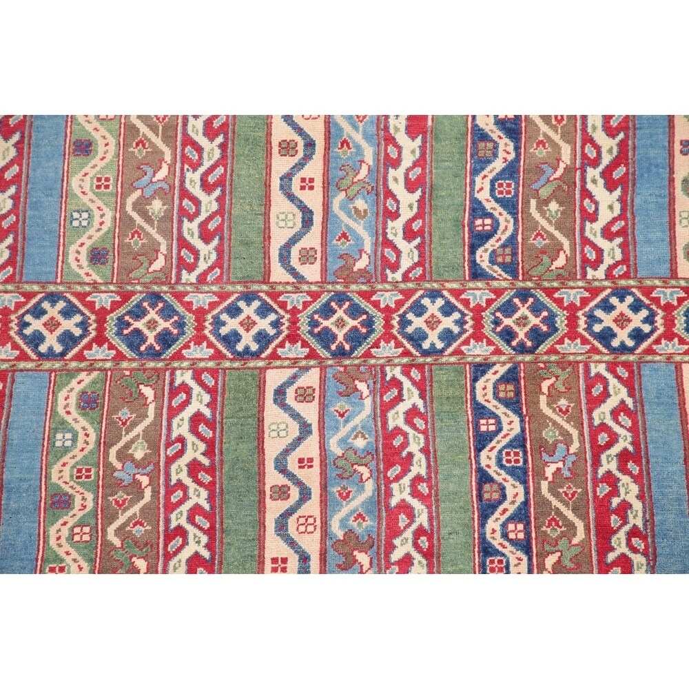 Oriental Kazak Hand-Knotted Wool Traditional Pakistani Area Rug - 6'9" x 5'3"