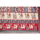 Oriental Kazak Hand-Knotted Wool Traditional Pakistani Area Rug - 6'9" x 5'3"