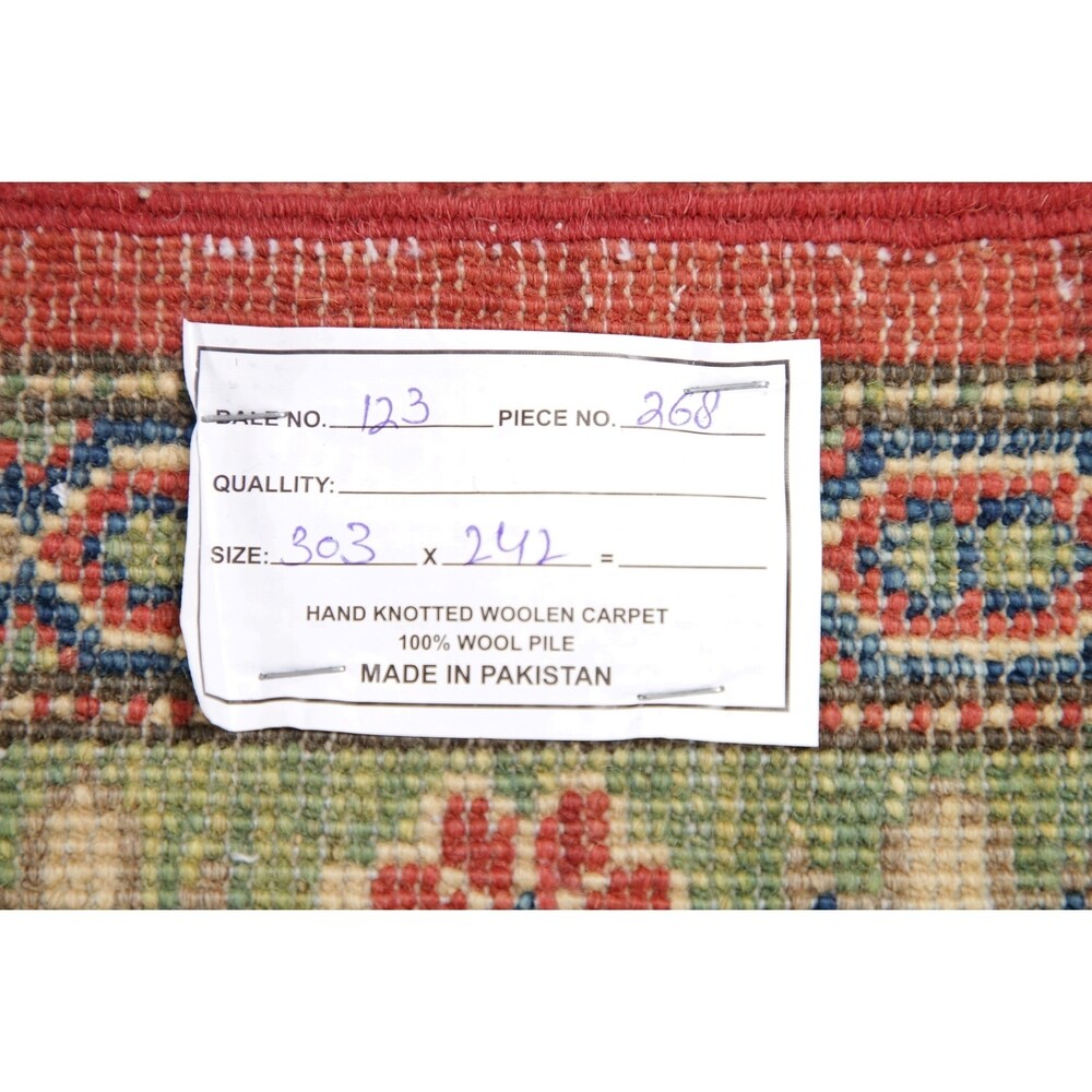 Oriental Kazak Traditional Hand-Knotted Wool Pakistani Area Rug - 10'0" x 7'11"