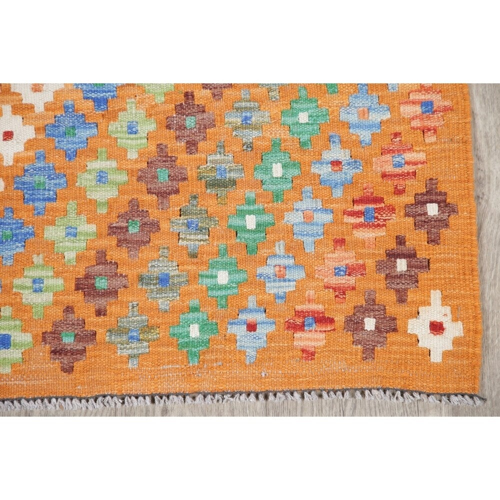 Oriental Kilim Wool Hand Woven Turkish Traditional Persian Runner Rug - 9'8" x 2'6" Runner