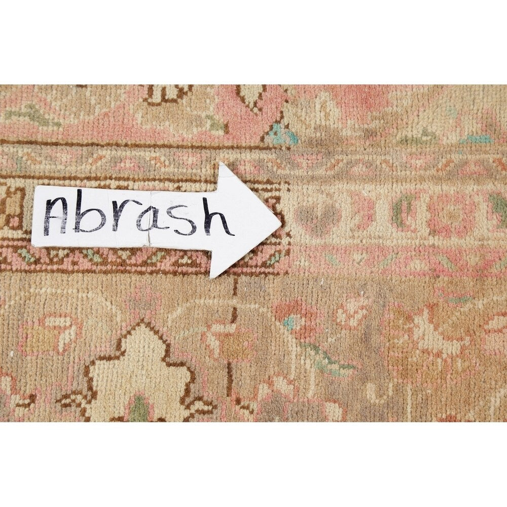 Oriental Medallion Muted Distressed Hand Knotted Persian Area Rug - 12'11" x 9'11"