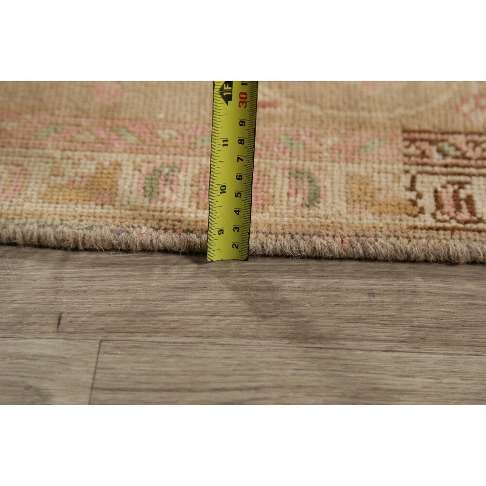 Oriental Medallion Muted Distressed Hand Knotted Persian Area Rug - 12'11" x 9'11"