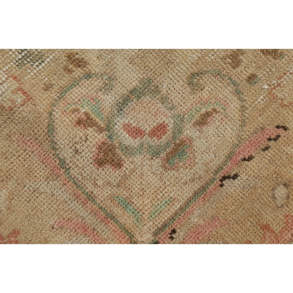 Oriental Medallion Muted Distressed Hand Knotted Persian Area Rug - 12'11" x 9'11"