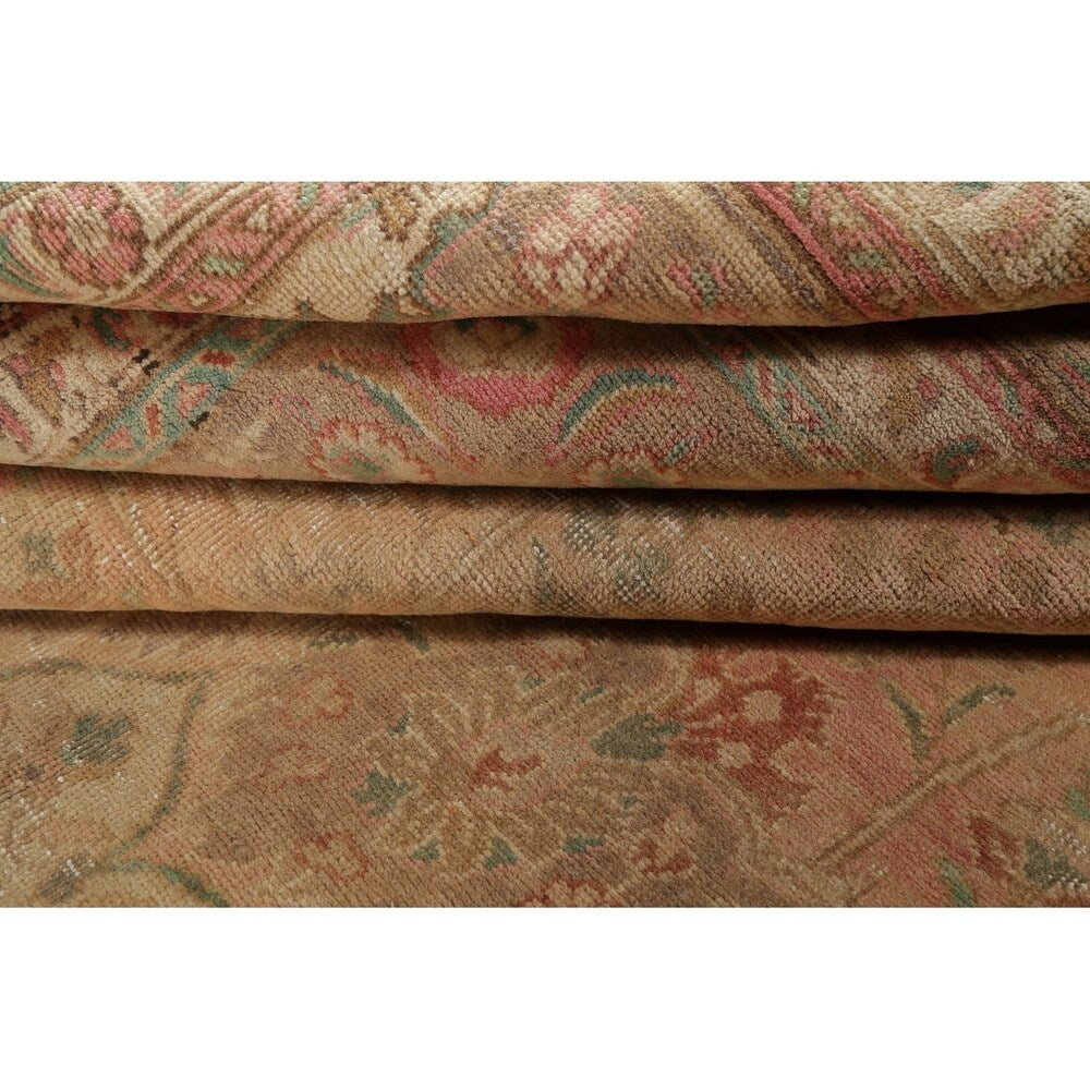 Oriental Medallion Muted Distressed Hand Knotted Persian Area Rug - 12'11" x 9'11"