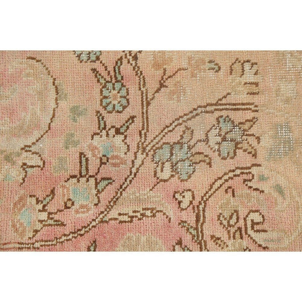 Oriental Medallion Muted Distressed Hand Knotted Persian Area Rug - 12'11" x 9'11"