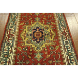 Oriental Runner Red and Ivory Heriz Serapi Hand Knotted Wool Area Rug - 2'6 x 7'10