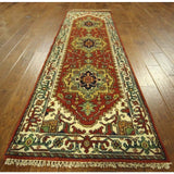 Oriental Runner Red and Ivory Heriz Serapi Hand Knotted Wool Area Rug - 2'6 x 7'10