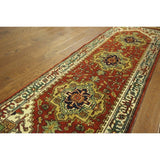 Oriental Runner Red and Ivory Heriz Serapi Hand Knotted Wool Area Rug - 2'6 x 7'10