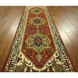 Oriental Runner Red and Ivory Heriz Serapi Hand Knotted Wool Area Rug - 2'6 x 7'10