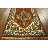 Oriental Runner Red and Ivory Heriz Serapi Hand Knotted Wool Area Rug - 2'6 x 7'10