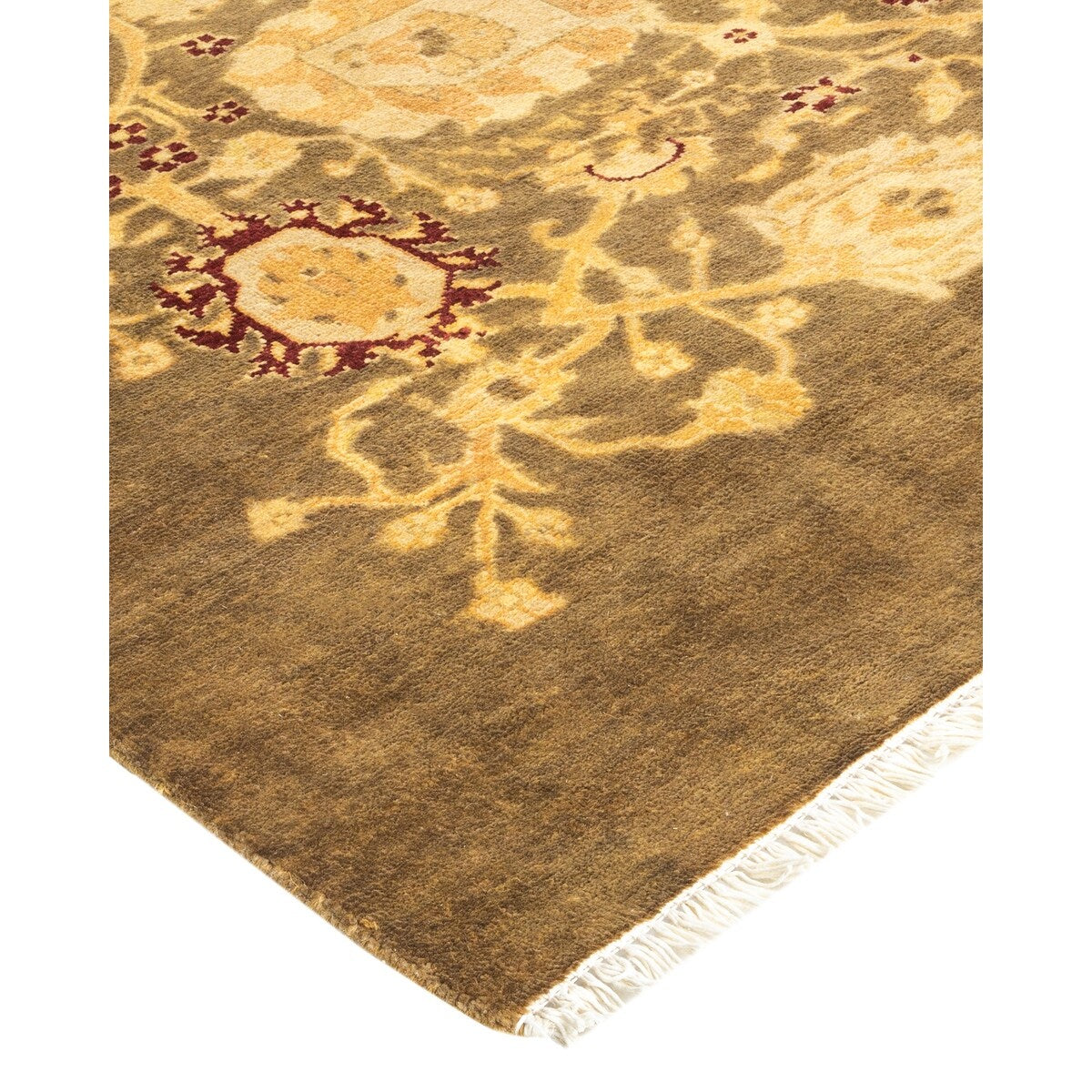 Oriental Silky Oushak, One-of-a-Kind Hand-Knotted Area Rug - Brown, 4' 8" x 6' 8" - 4'8" x 6'8"