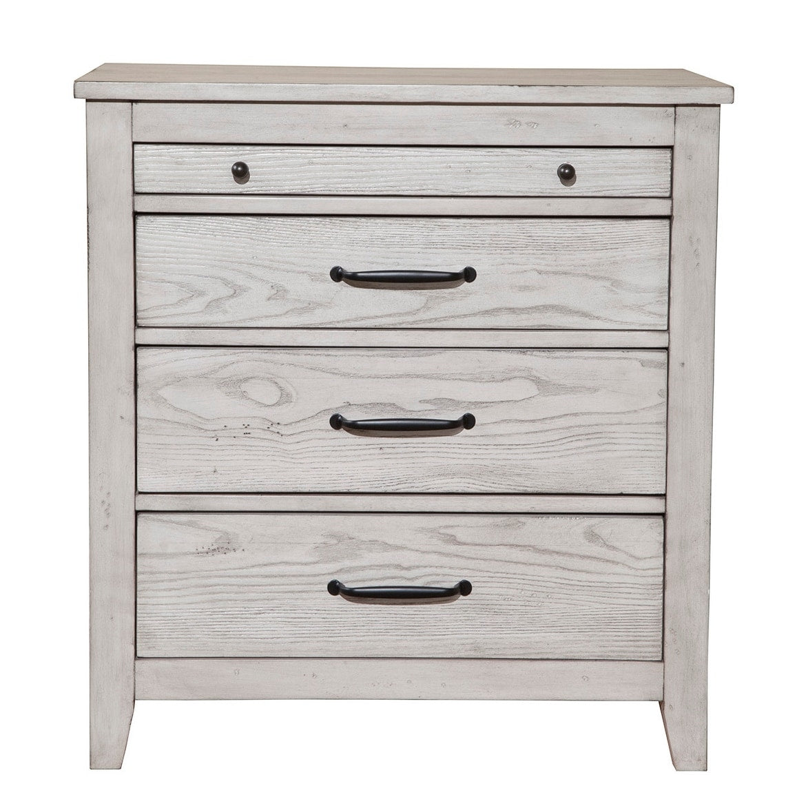 Origins by Alpine Aria Wood 3 Drawer Nightstand in Light Gray