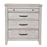 Origins by Alpine Aria Wood 3 Drawer Nightstand in Light Gray