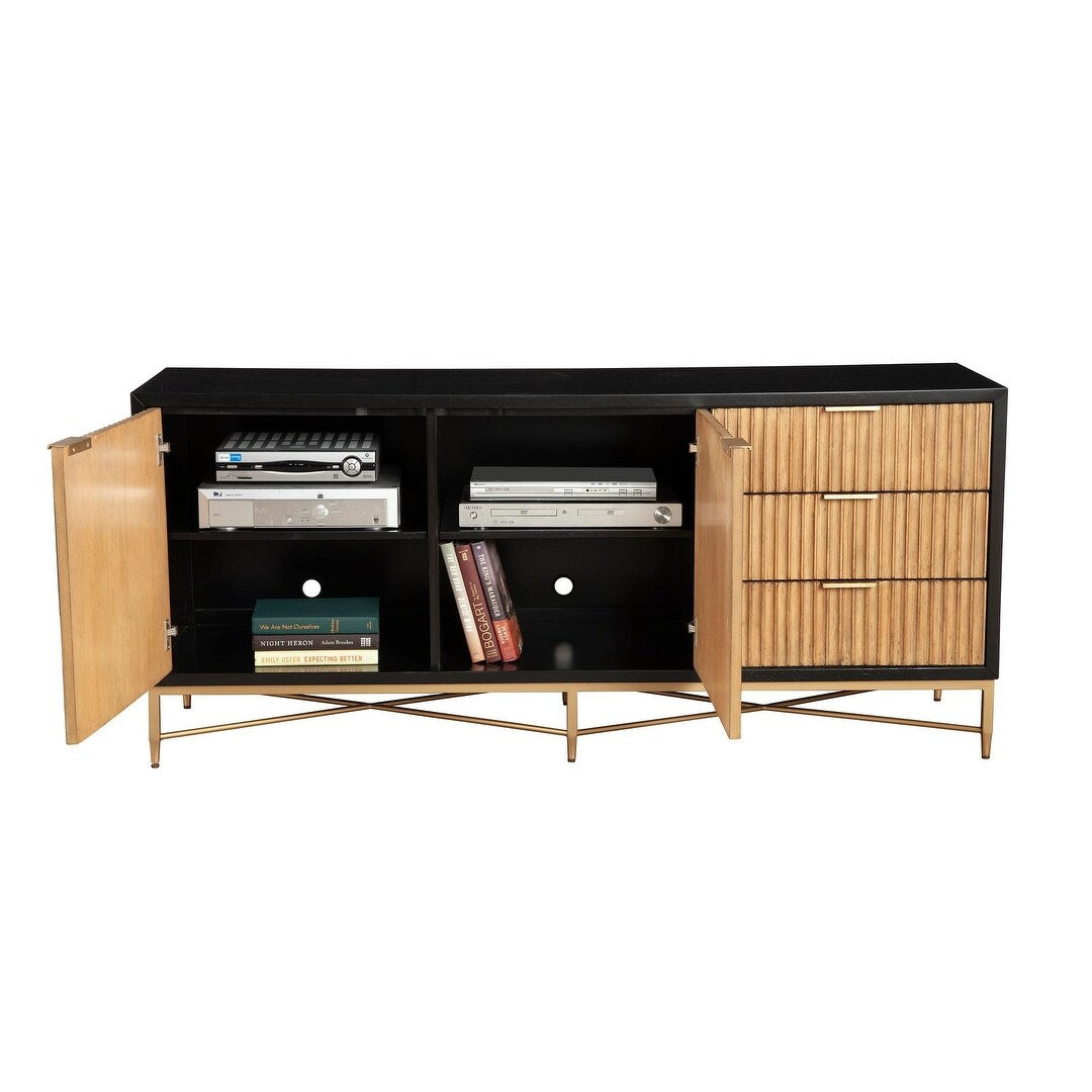 Origins by Alpine Larsen TV Console in Black - 64 inches in width