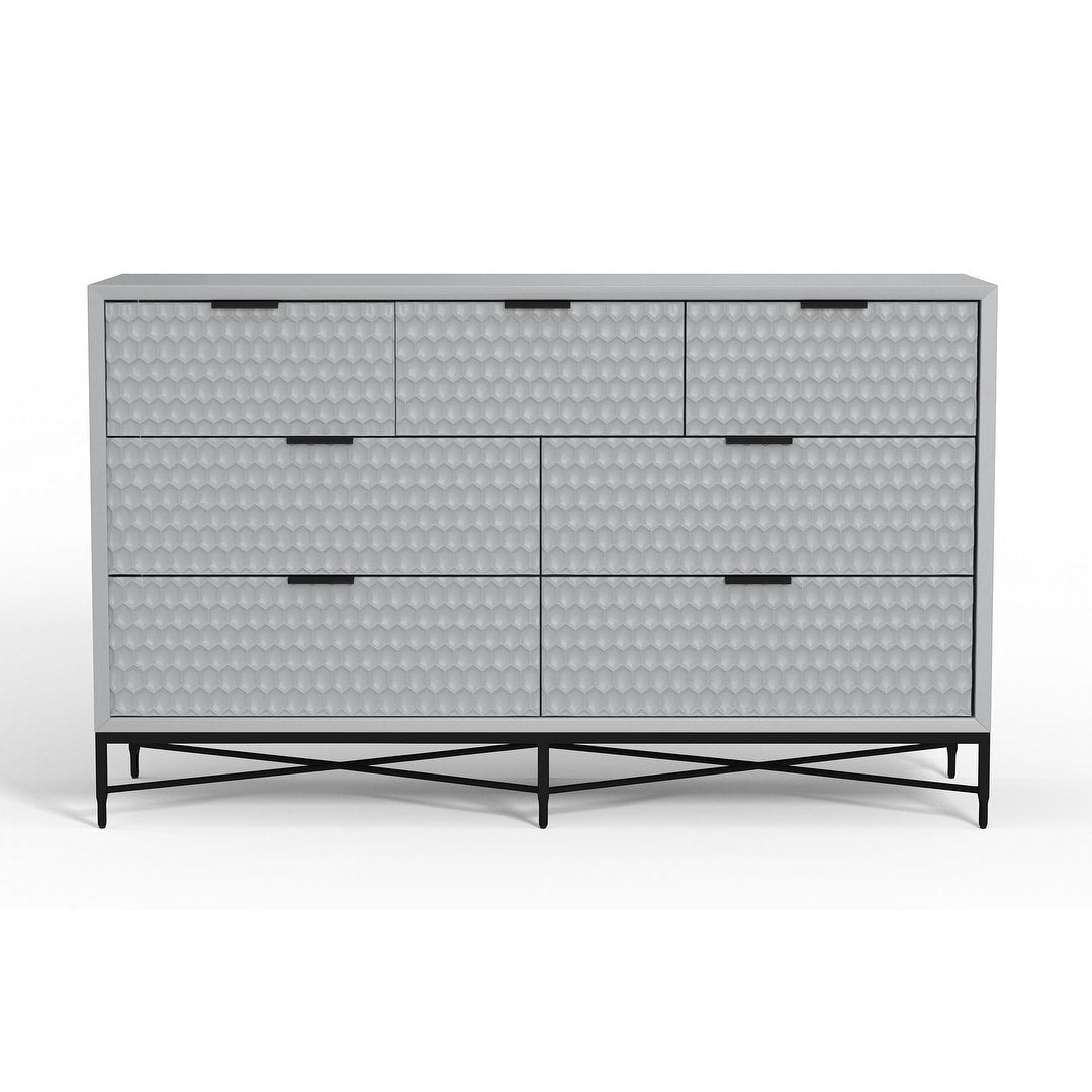 Origins by Alpine Milo 7 Drawer Dresser in Light Slate Grey