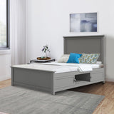 Orion Full Size Platform Bed Frame with Storage and Panel Headboard, Gray