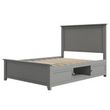 Orion Full Size Platform Bed Frame with Storage and Panel Headboard, Gray