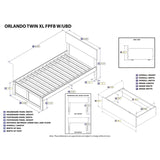 Orlando Twin XL Platform Bed with Footboard and 2 Storage Drawers in Grey