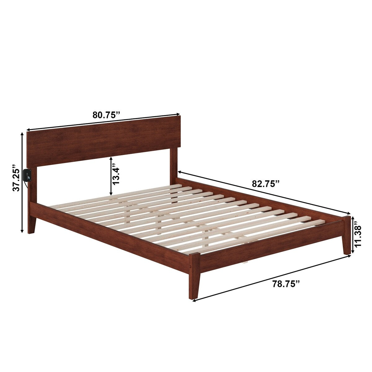 Orlando King Wood Platform Bed in Walnut