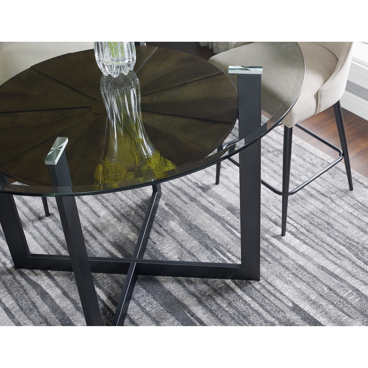 Steve Silver Orrick 48-Inch Glass Top Counter Height Dining Table - Charcoal