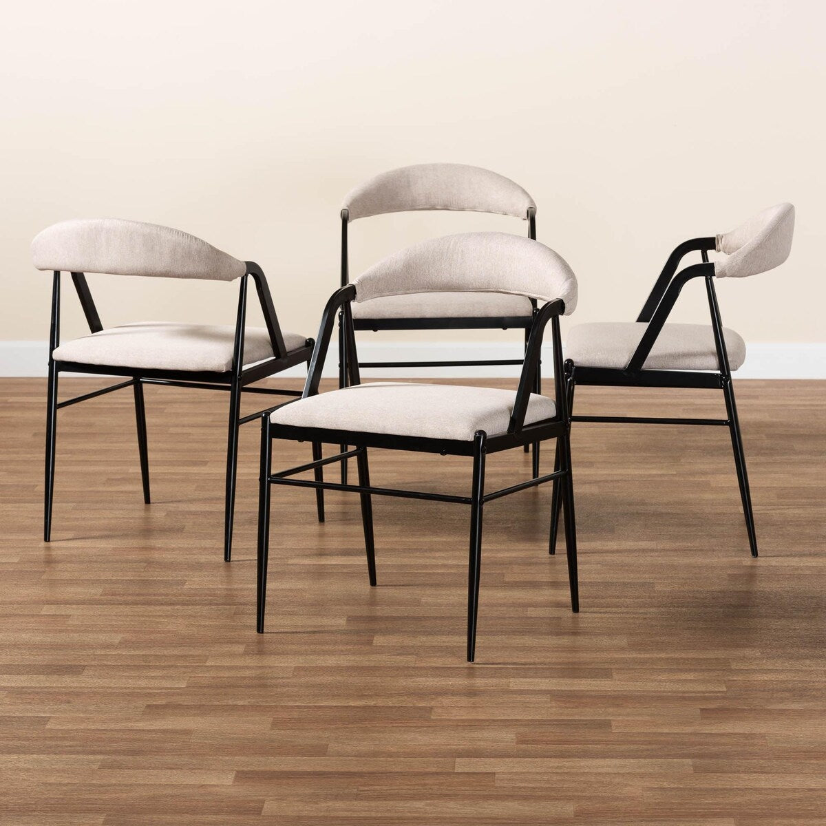 Orrin Modern Industrial Fabric and Metal 4-Piece Dining Chair Set